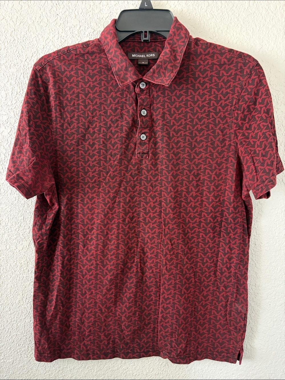 Michael Kors Red and Black MK Monogram Polo Shirt